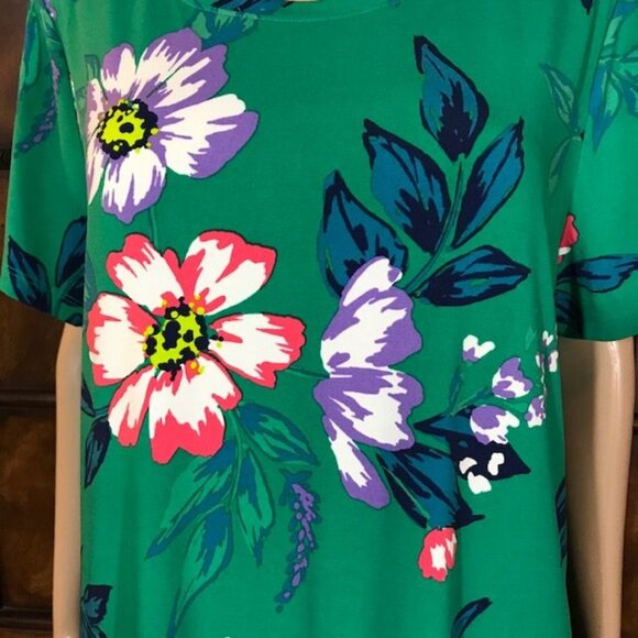 Iman Green Tropical Floral Print Jersey Top - Picture 13 of 16